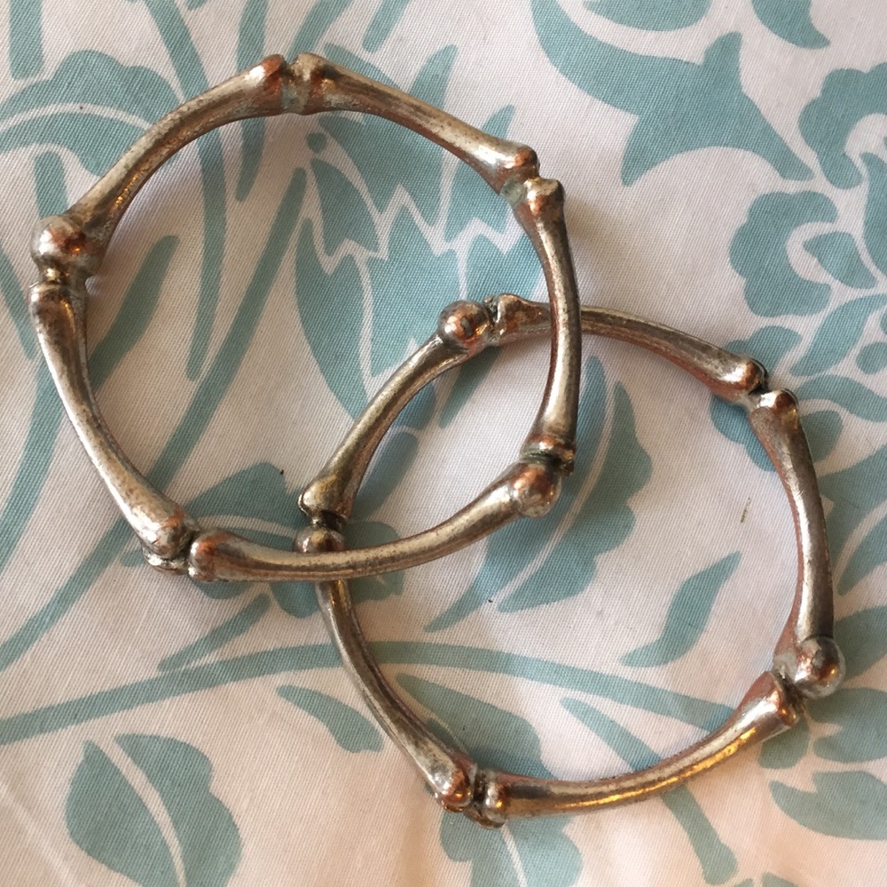 Marc Jacobs silver skeleton bone bangle bracelets